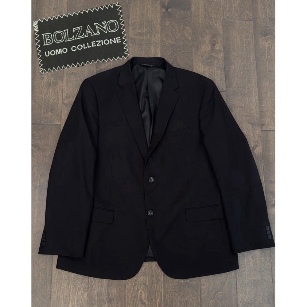 Bolzano Uomo Collezione Mens Oxford 2B Black Suit Jacket Size 44R Made In Italy
